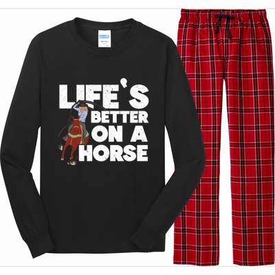 Life's Better On A Horse Horseback Riding Equestrian Gift Long Sleeve Pajama Set