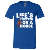 Life's Better On A Horse Horseback Riding Equestrian Gift V-Neck T-Shirt