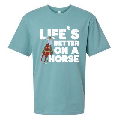 Life's Better On A Horse Horseback Riding Equestrian Gift Sueded Cloud Jersey T-Shirt