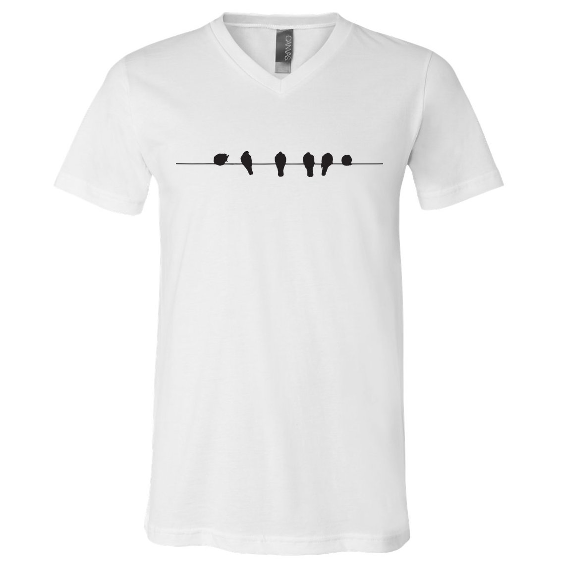 Little Birds On The Cable Wire V-Neck T-Shirt