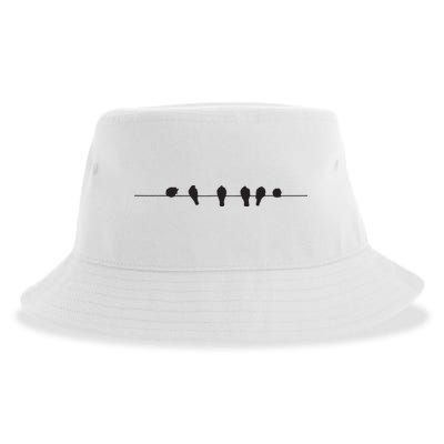 Little Birds On The Cable Wire Sustainable Bucket Hat