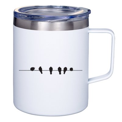 Little Birds On The Cable Wire 12oz Stainless Steel Coffee Mug