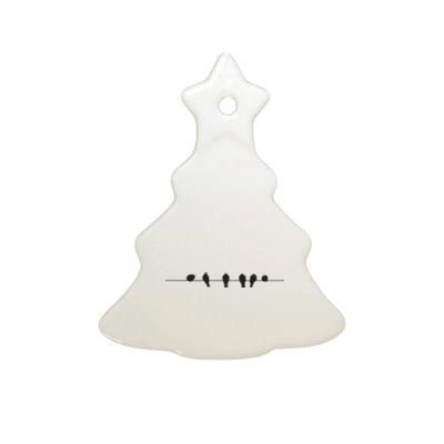 Little Birds On The Cable Wire Ceramic Tree Ornament