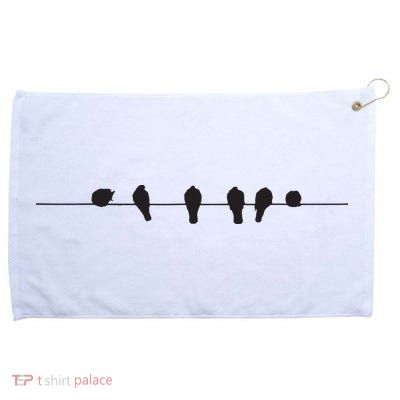 Little Birds On The Cable Wire Grommeted Golf Towel