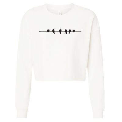Little Birds On The Cable Wire Cropped Pullover Crew