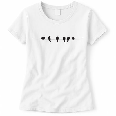 Little Birds On The Cable Wire Womens T-Shirt