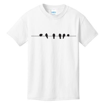 Little Birds On The Cable Wire Kids T-Shirt