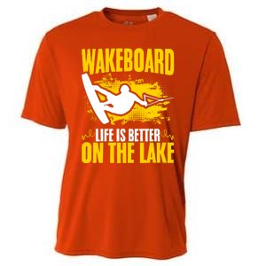 Life Better On The Lake Wakeboard Wakeboarder Wakeboarding Gift Cooling Performance Crew T-Shirt