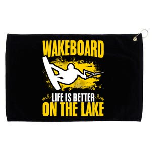 Life Better On The Lake Wakeboard Wakeboarder Wakeboarding Gift Grommeted Golf Towel