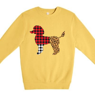 Leopard Buffalo Plaid Poodle Dog Lover Valentine's Day Gift Premium Crewneck Sweatshirt