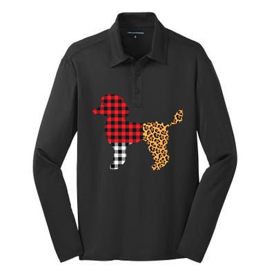 Leopard Buffalo Plaid Poodle Dog Lover Valentine's Day Gift Silk Touch Performance Long Sleeve Polo