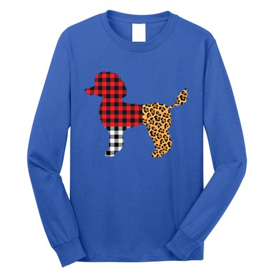 Leopard Buffalo Plaid Poodle Dog Lover Valentine's Day Gift Long Sleeve Shirt