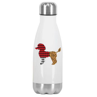 Leopard Buffalo Plaid Poodle Dog Lover Valentine's Day Gift Stainless Steel Insulated Water Bottle