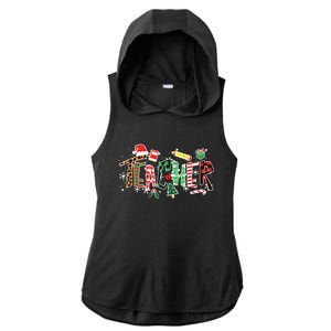 Leopard Buffalo Plaid Teacher Christmas School Xmas Women Ladies PosiCharge Tri-Blend Wicking Draft Hoodie Tank