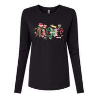 Leopard Buffalo Plaid Teacher Christmas School Xmas Women Womens Cotton Relaxed Long Sleeve T-Shirt