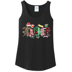 Leopard Buffalo Plaid Teacher Christmas School Xmas Women Ladies Essential Tank