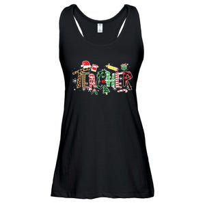 Leopard Buffalo Plaid Teacher Christmas School Xmas Women Ladies Essential Flowy Tank