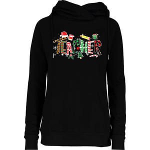 Leopard Buffalo Plaid Teacher Christmas School Xmas Women Womens Funnel Neck Pullover Hood