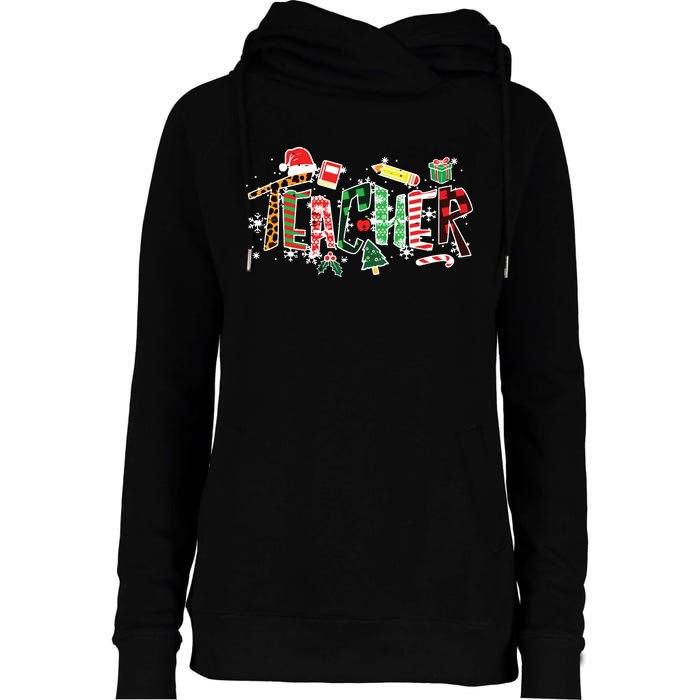 Leopard Buffalo Plaid Teacher Christmas School Xmas Women Womens Funnel Neck Pullover Hood