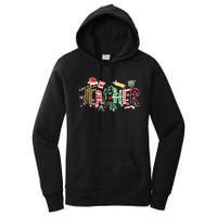 Leopard Buffalo Plaid Teacher Christmas School Xmas Women Women's Pullover Hoodie