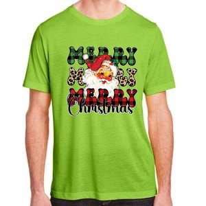 Leopard Buffalo Plaid Merry Christmas Retro Face Santa Xmas Gift Adult ChromaSoft Performance T-Shirt