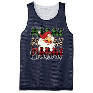 Leopard Buffalo Plaid Merry Christmas Retro Face Santa Xmas Gift Mesh Reversible Basketball Jersey Tank