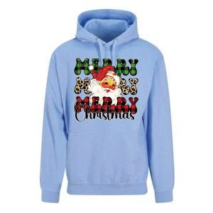 Leopard Buffalo Plaid Merry Christmas Retro Face Santa Xmas Gift Unisex Surf Hoodie