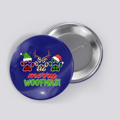 Leopard Buffalo Plaid Paw Print Dog Lover Merry Woofmas Funny Gift Button