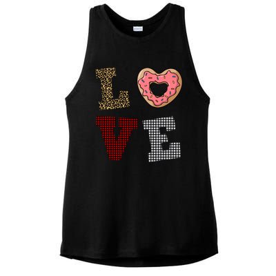 Leopard Buffalo Plaid Donut Lover Valentine's Day Gift Gift Ladies PosiCharge Tri-Blend Wicking Tank