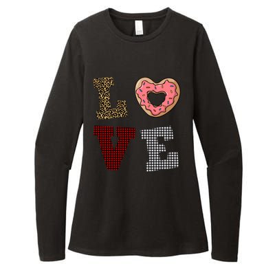 Leopard Buffalo Plaid Donut Lover Valentine's Day Gift Gift Womens CVC Long Sleeve Shirt