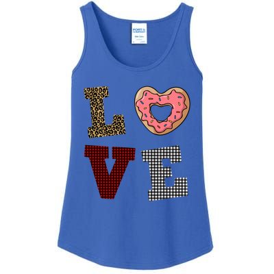 Leopard Buffalo Plaid Donut Lover Valentine's Day Gift Gift Ladies Essential Tank