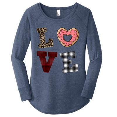 Leopard Buffalo Plaid Donut Lover Valentine's Day Gift Gift Women's Perfect Tri Tunic Long Sleeve Shirt