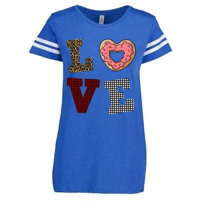 Leopard Buffalo Plaid Donut Lover Valentine's Day Gift Gift Enza Ladies Jersey Football T-Shirt