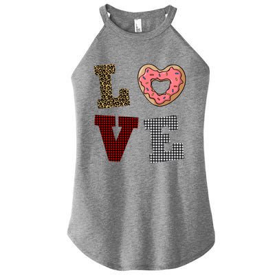 Leopard Buffalo Plaid Donut Lover Valentine's Day Gift Gift Women's Perfect Tri Rocker Tank