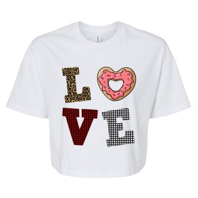 Leopard Buffalo Plaid Donut Lover Valentine's Day Gift Gift Bella+Canvas Jersey Crop Tee