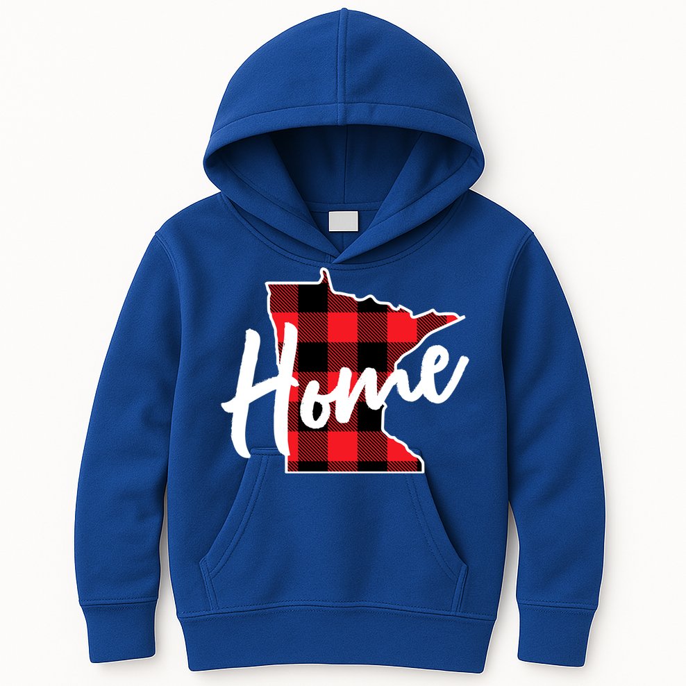Lumberjack Buffalo Plaid Minnesota Home State Cute Gift Back Gift Kids Hoodie