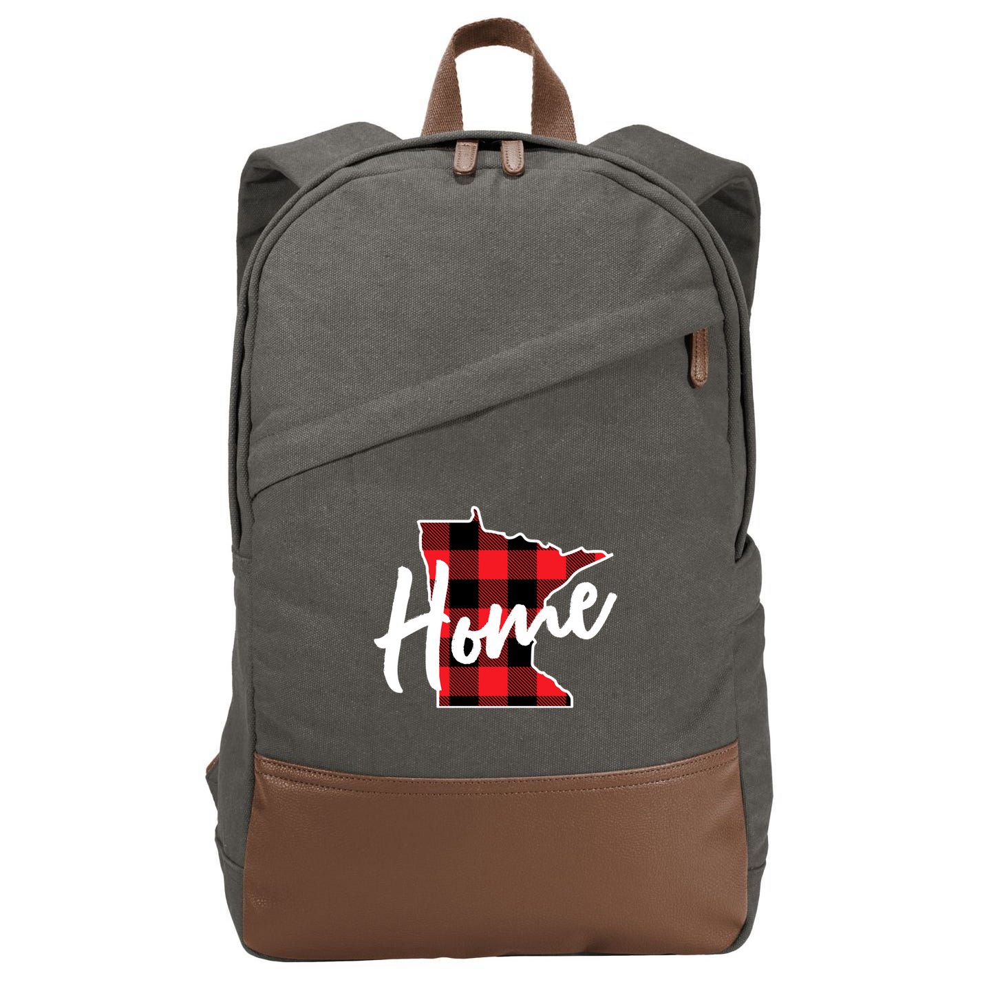 Lumberjack Buffalo Plaid Minnesota Home State Cute Gift Back Gift Cotton Canvas Backpack