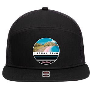 Labuan Bajo Pink Island 7 Panel Mesh Trucker Snapback Hat