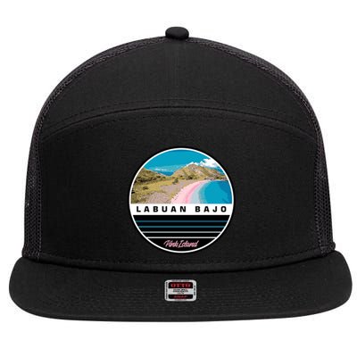 Labuan Bajo Pink Island 7 Panel Mesh Trucker Snapback Hat