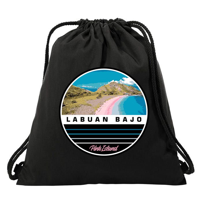 Labuan Bajo Pink Island Drawstring Bag
