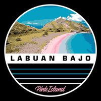 Labuan Bajo Pink Island Drawstring Bag