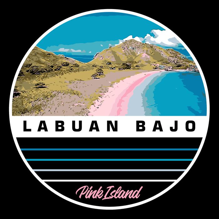 Labuan Bajo Pink Island Drawstring Bag