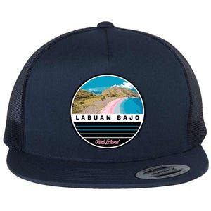 Labuan Bajo Pink Island Flat Bill Trucker Hat