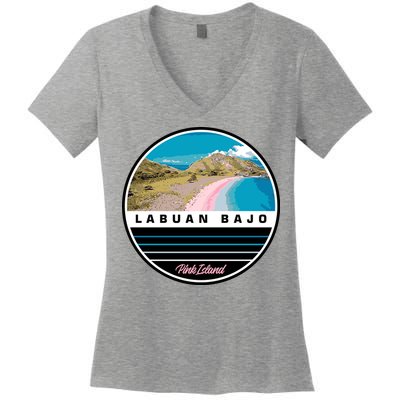 Labuan Bajo Pink Island Women's V-Neck T-Shirt