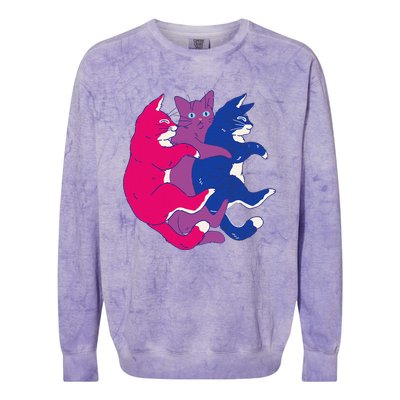 Lgbtq Bisexual Pride Flag Cats Pile Bisexual Colorblast Crewneck Sweatshirt