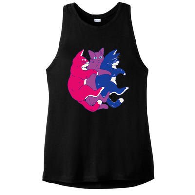 Lgbtq Bisexual Pride Flag Cats Pile Bisexual Ladies PosiCharge Tri-Blend Wicking Tank