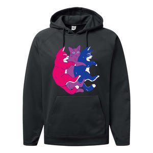 Lgbtq Bisexual Pride Flag Cats Pile Bisexual Performance Fleece Hoodie