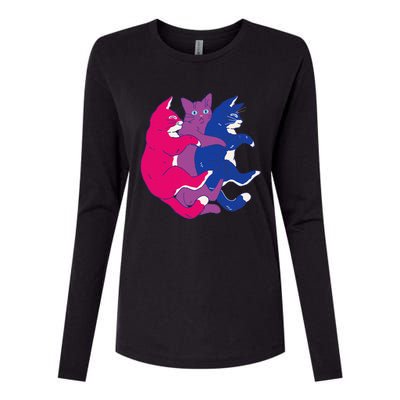 Lgbtq Bisexual Pride Flag Cats Pile Bisexual Womens Cotton Relaxed Long Sleeve T-Shirt