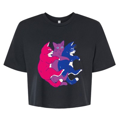 Lgbtq Bisexual Pride Flag Cats Pile Bisexual Bella+Canvas Jersey Crop Tee