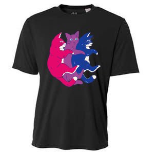 Lgbtq Bisexual Pride Flag Cats Pile Bisexual Cooling Performance Crew T-Shirt